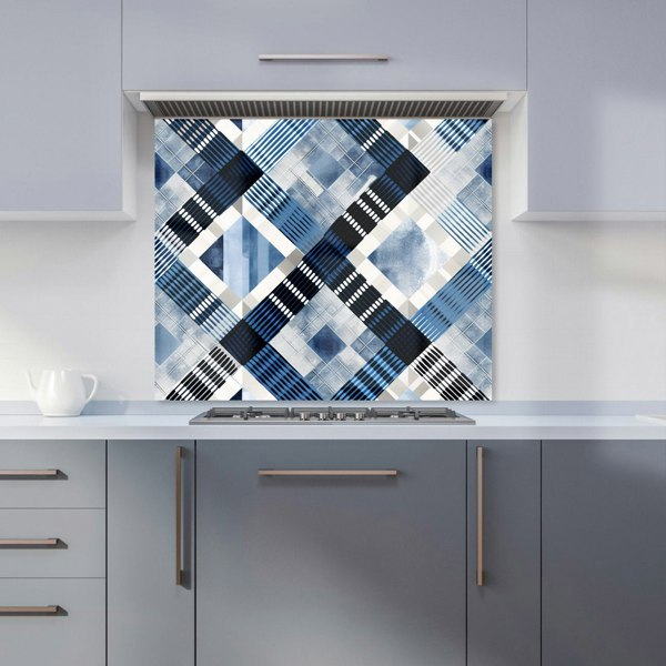 Warren Reed - Designer Checkered Square Black And Blue Kitchen Splashback