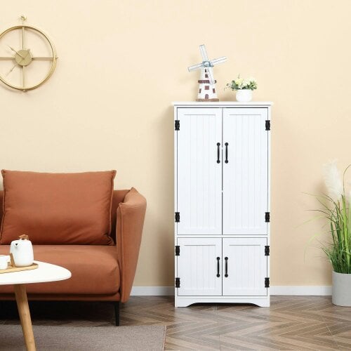 Wyld Haus Rifa Wooden White Accent Storage Cabinet With Adjustable Shelves And Double Doors