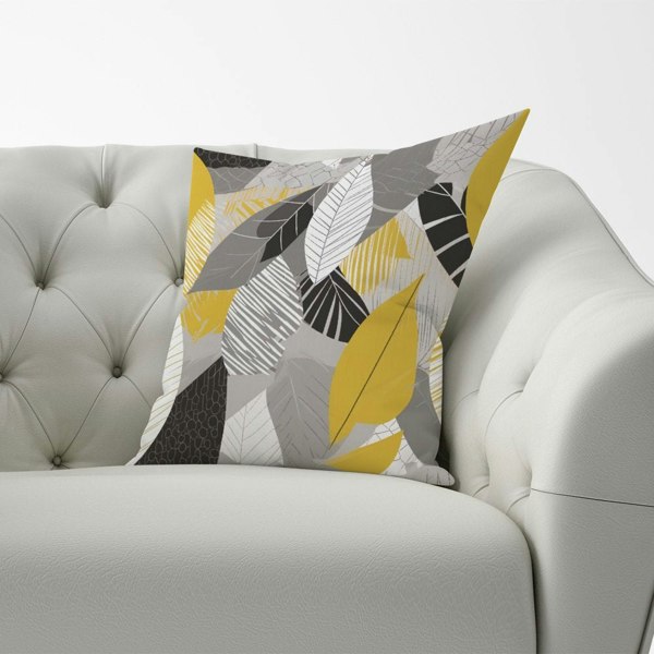 Warren Reed Grey Yellow Autumn Leaves Cushions