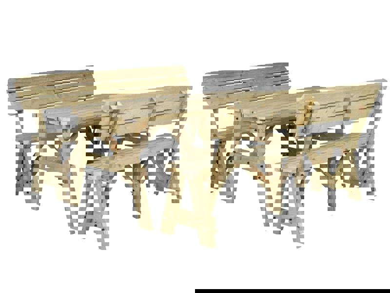 Victoria Rounded Picnic Table and Benches Set With Backrest - Wooden Outdoor Dining Set for Gardens and Patios