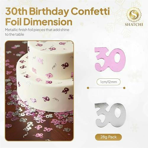 30th Birthday Pink and Silver Foil Confetti Decoration Pack for Party Tables image 1