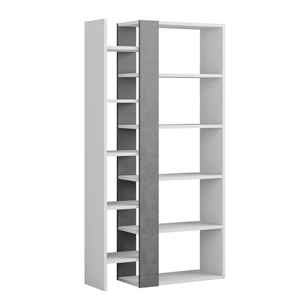 Decortie Lift Tall Modern Bookcase Display Unit 5 Tiers Freestanding White Retro Grey 150.5cm
