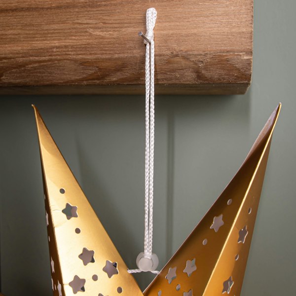 Samuel Alexander 50cm Battery Powered Light up Gold Origami Hanging Christmas Star with LEDs