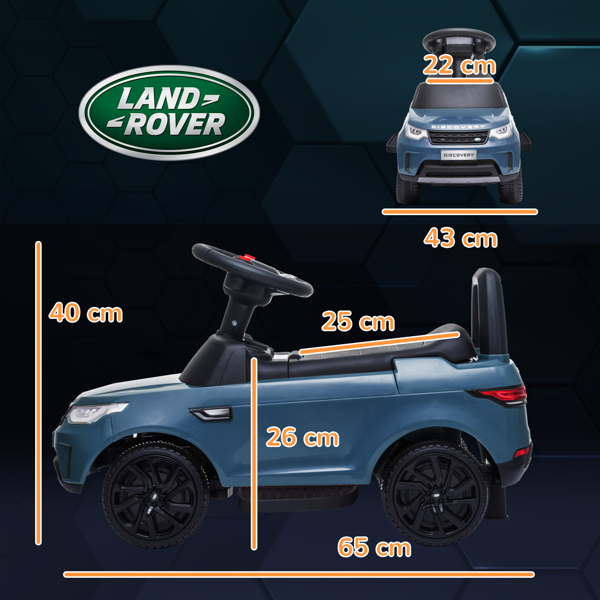2-in-1 Land Rover Licensed 6V Kids Electric Ride On Car, Sliding Car w/ Headlights, Music, for 18-60 Months, Light Blue