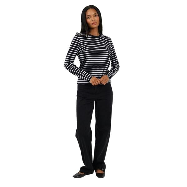 Brave Soul Womens/Ladies Striped Long-Sleeved T-Shirt - Navy/Cream - 