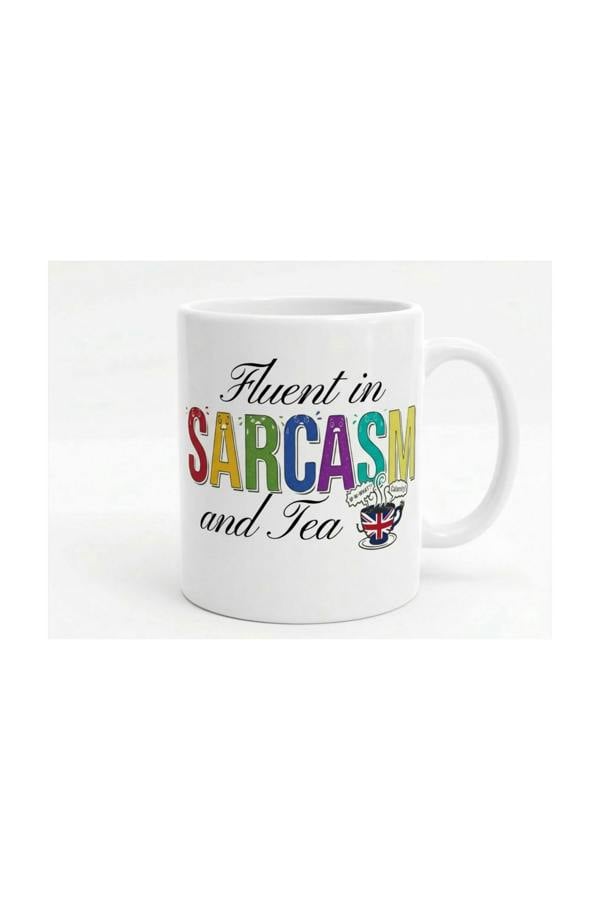 Dyzi Fluent in Sarcasm and Tea Funny Quote Ceramic Mug