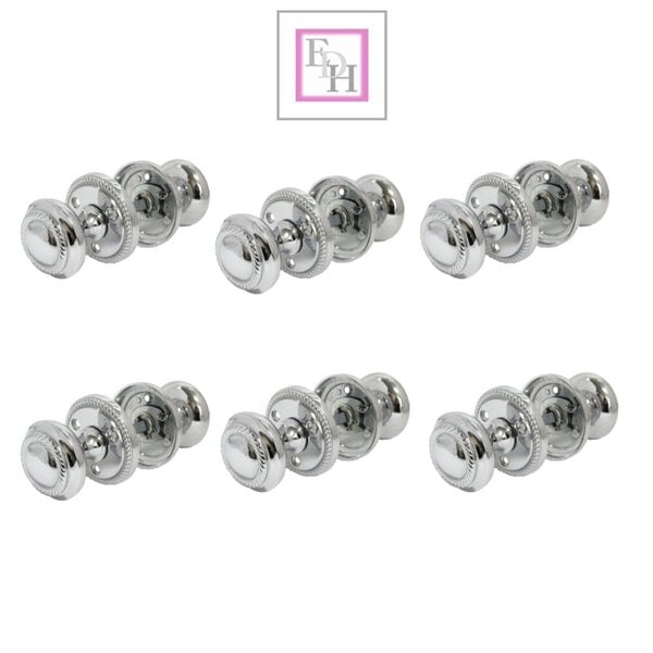 EDH Door Hardware Polished Chrome Georgian Round Door Knobs – 6 Pairs