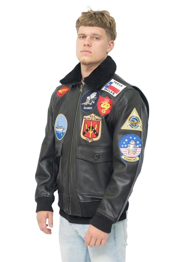 Infinity Leather Mens Top Gun A2 Leather Bomber Jacket-San Diego
