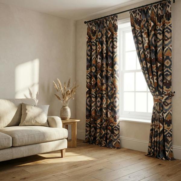 Camilo made-to-measure curtains in Indigo, styled in a living room