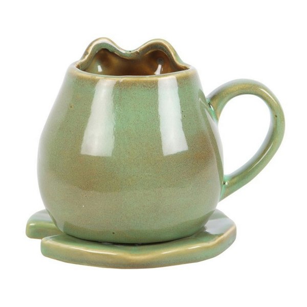 Something Different Frog Mug & Saucer - Green/White