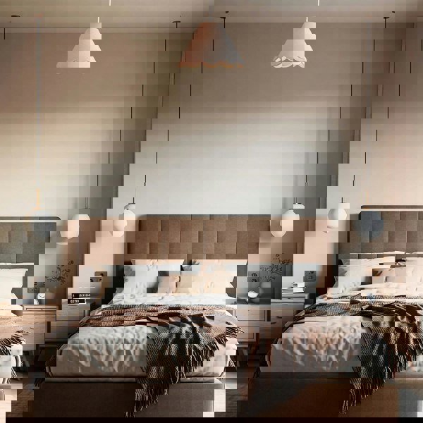 Scallop Edge Natural Textured Linen Coolie Lamp Shade with Pink Trims Image 7