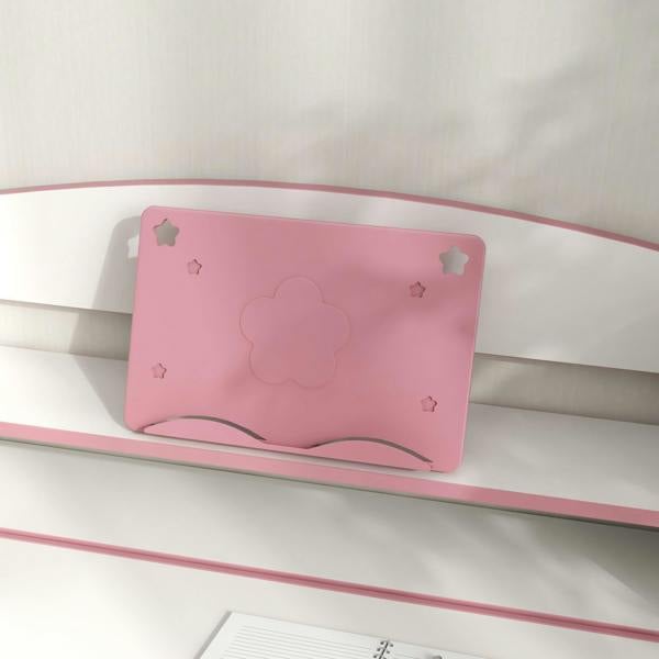 Pink adjustable desk book board with star and flower cutout for kids study table