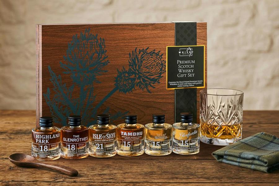 Whisky With Us Premium Scotch Whisky Tasting Set – 6 Well Aged Miniature Scotch Whiskies