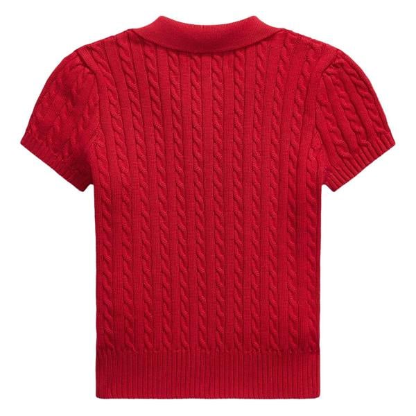 Ralph Lauren Childrens/Kids Cable Knit Regular Short-Sleeved Polo Shirt - Team Red - 