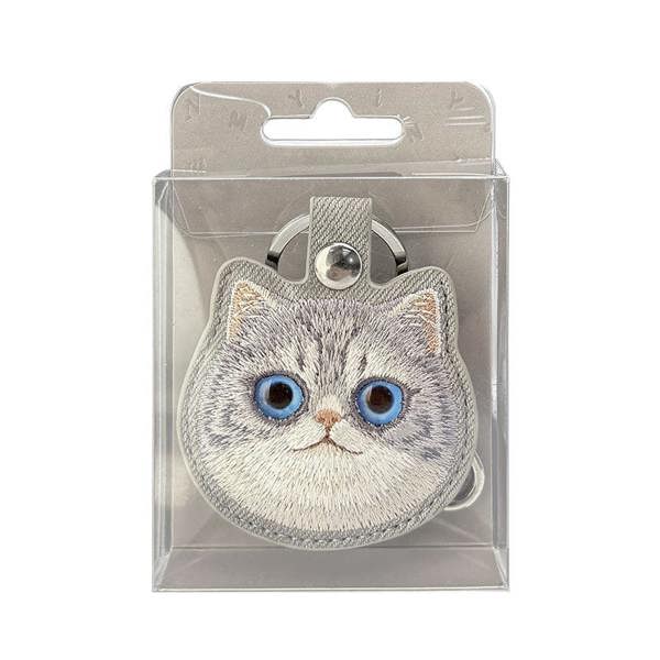Nimmy Friends Nimmy Big Eye Cute Pet Silver Shaded Cat Face Airtag Keychain Grey - N-XDY-YSK-023