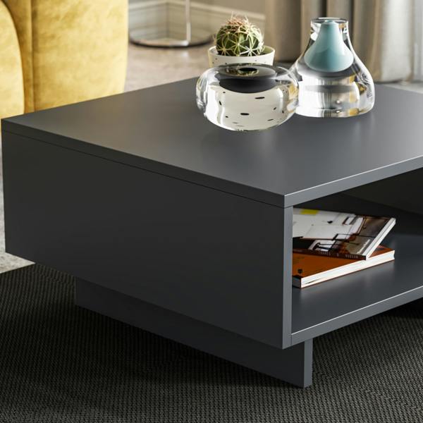 Decortie Hola Modern Coffee Table Multipurpose Storage Compartment 60x60x32 cm