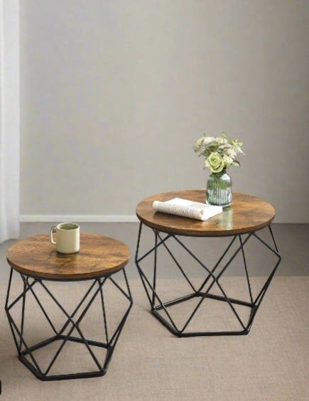 Modcraft Set of 2 Industrial Coffee Tables - Geometric Design