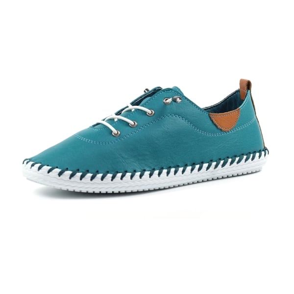 Lunar Women's St Ives Leather Plimsolls - Teal