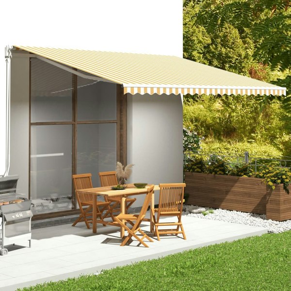 Berkfield Replacement Fabric for Awning Yellow and White 5x3.5 m