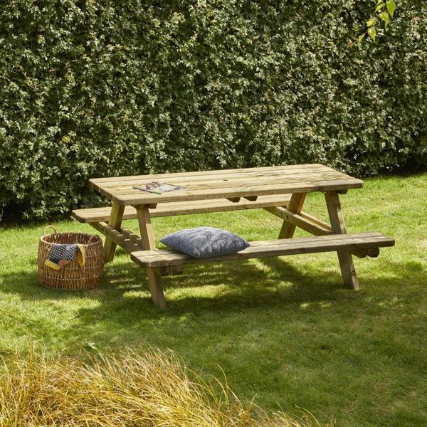 Cerland Matisse Picnic Table 6ft 6 Person Pressure Treated Wooden Dining Set