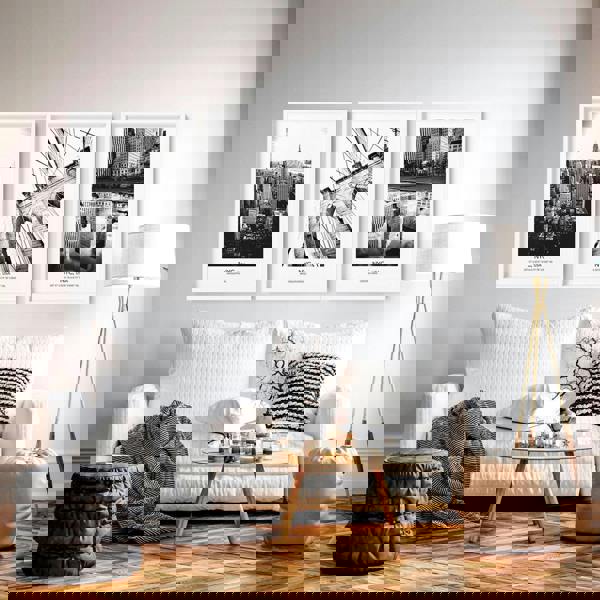 White and black art | set of 3 New York living room wall art