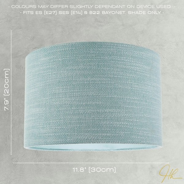 Designer Bobbled and Textured Linen Lamp Shade in Light Duck Egg Blue Image 6