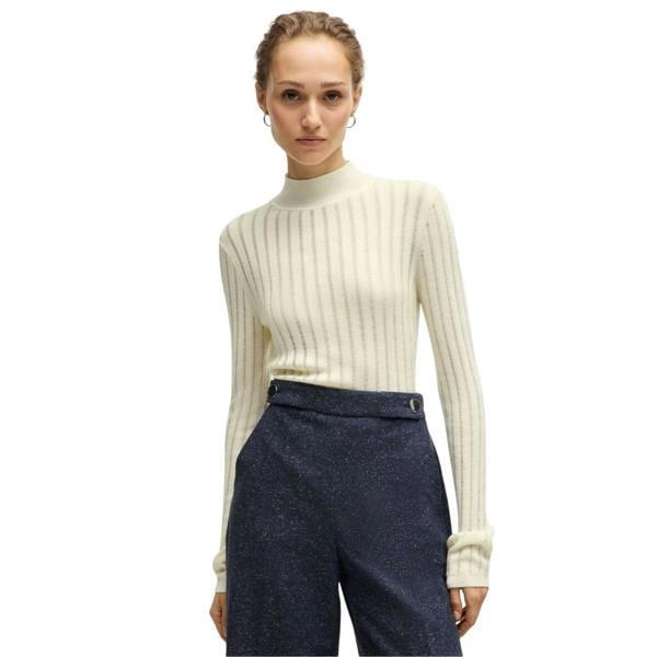 Boss Womens/Ladies Fatirami Stripe Sweater Top - White - 