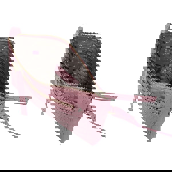 Assots London 'ARIA' Pink Croc Real Leather Crossbody Bag & Purse Set