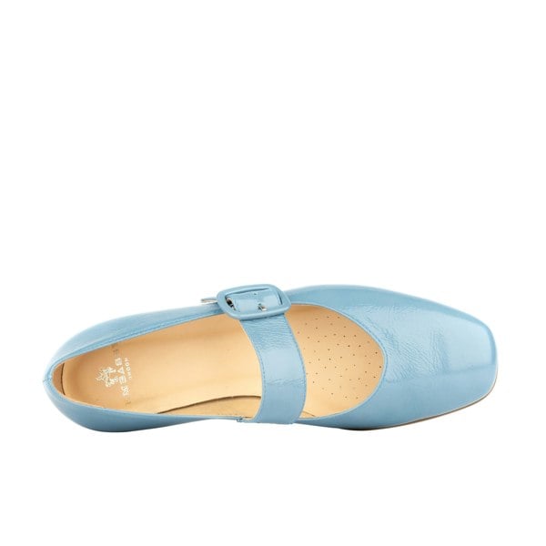 Embassy London Bliss - Light Blue - Women's block heel square toe patent leather comfort loafer