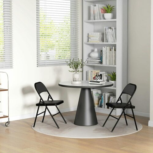 Wyld Haus Dihaka Metal And Fabric Black Cushioned Folding Chairs Set Of 2