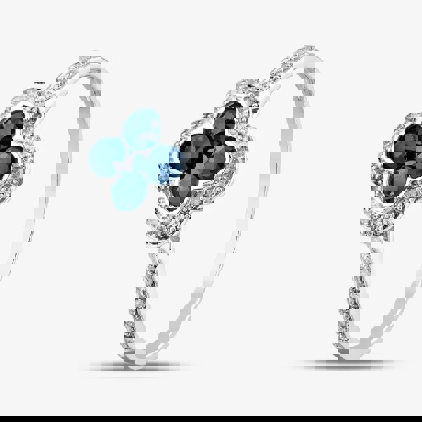 T. H. Baker 9ct White Gold Sapphire & Diamond Quatrefoil Shaped Cluster Ring PR10950 SA