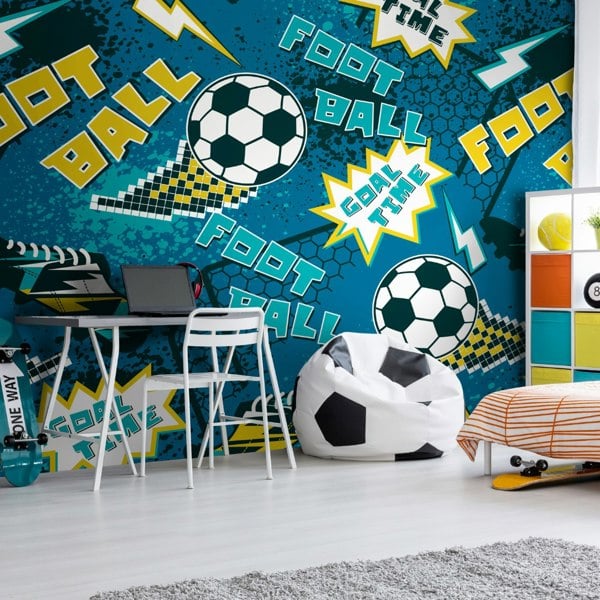 Origin Murals Graphic Pixel Footballs - Teal
