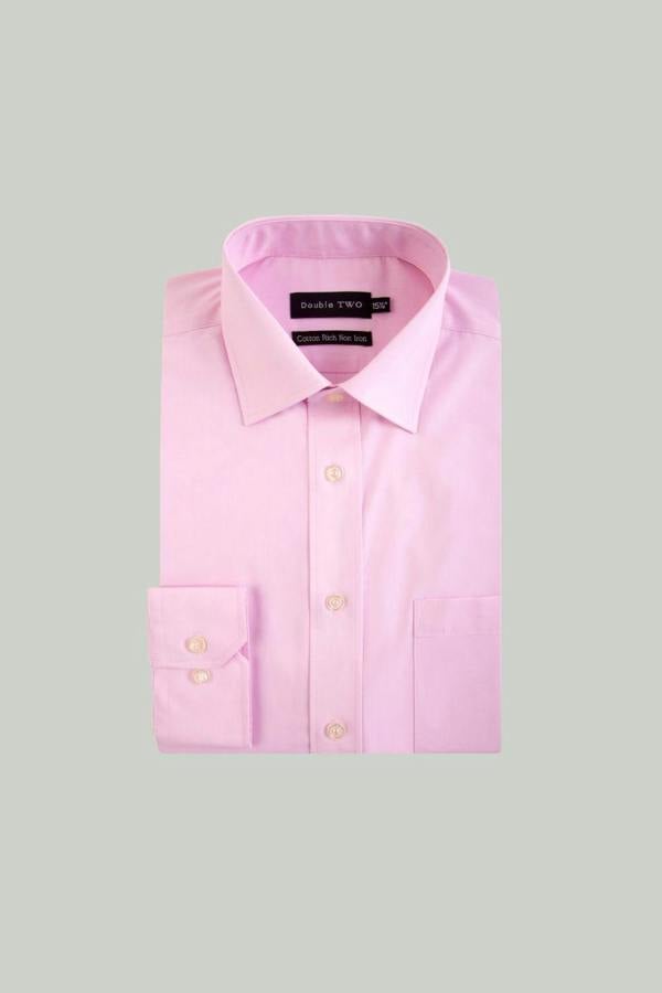 New Pink Long Sleeve Cotton Rich Non-Iron Shirt
