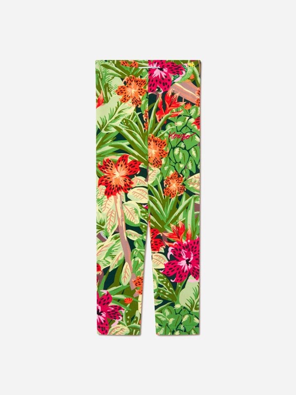 KENZO KIDS KENZO Girls Tropical Print Leggings in Green