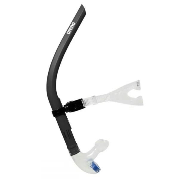 Arena Swim Snorkel III: black and white swim snorkel with blue accents for easy underwater breathing
