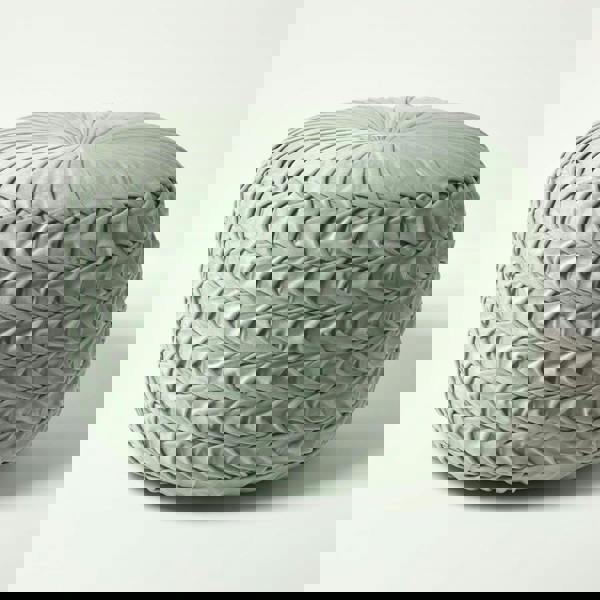 HOMESCAPES Grace Pleated Velvet Pouffe