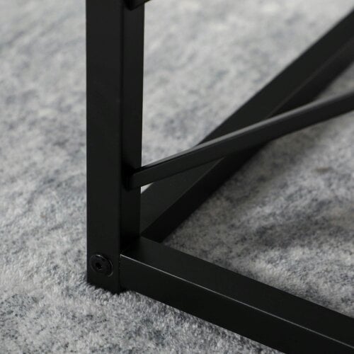 Wyld Haus Safi Metal And Wood Grey Set Of 3 Square Nesting Side Tables With Black Frame