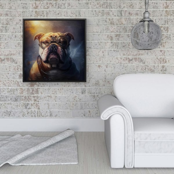 Warren Reed Bulldog Splash Art Golden Framed Canvas