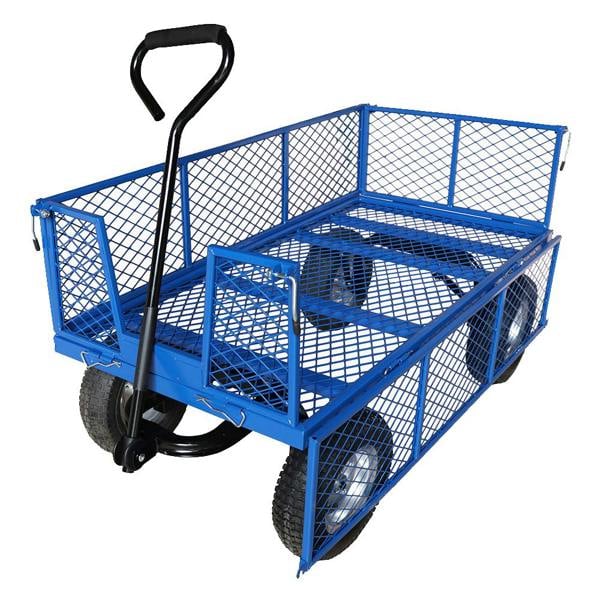 Workhorse Trucks General Purpose Heavy Duty Platform Truck With Mesh Sides & Base, Puncture-Proof Wheels, Loop Handle, 450kg