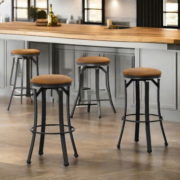 Rafaelo Mobilia Set Of 2 Industrial Swivel Bar Stools 72.8CM