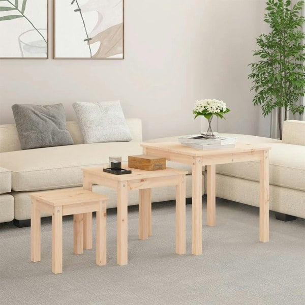 Berkfield Nesting Tables 3 pcs Solid Wood Pine