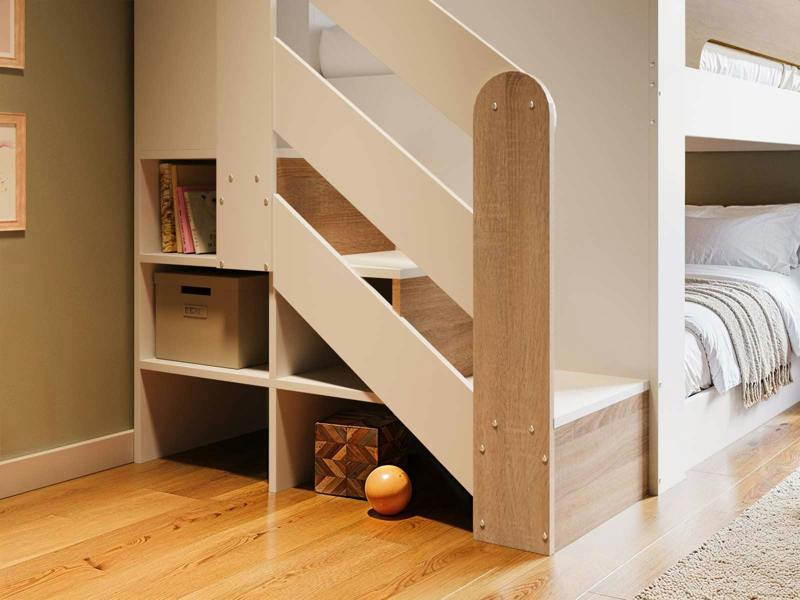 Flair Zeno Staircase Low Bunk with Storage White