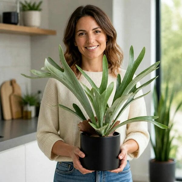 Platycerium Bifurcatum Staghorn Fern – Unique Antler-Shaped Foliage Indoor Houseplant