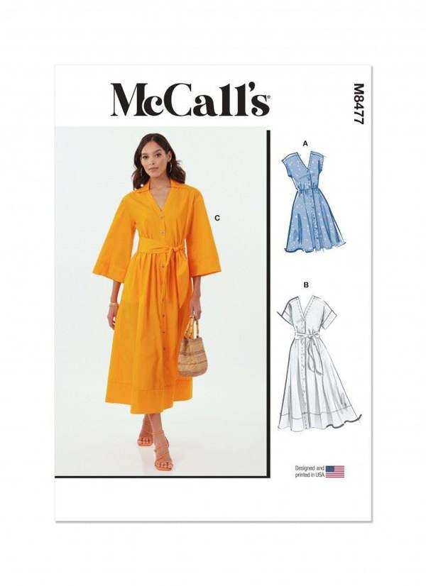 McCalls 8477 Paper Sewing Pattern – Women's Dress, Intermediate