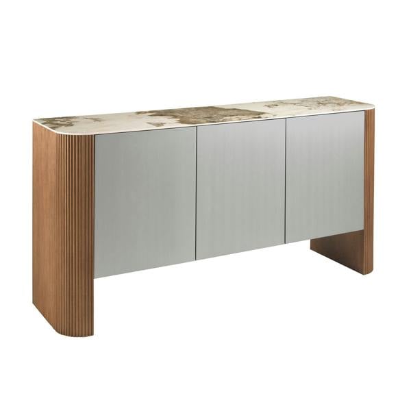 Angel Cerdá Sideboard Silver Wood, Walnut and Porcelain Marble Top 3261