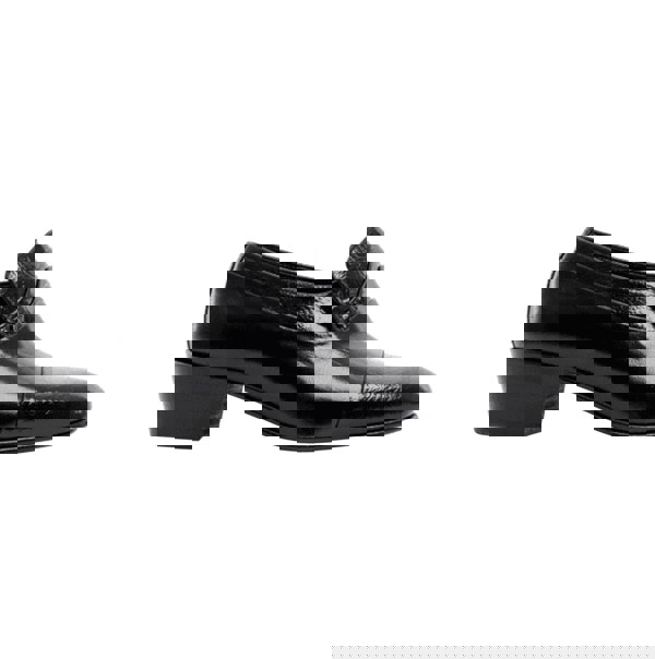 Club Cubano VALENCIA Mens Soft Leather Reptile Cuban Heel Shoes Black