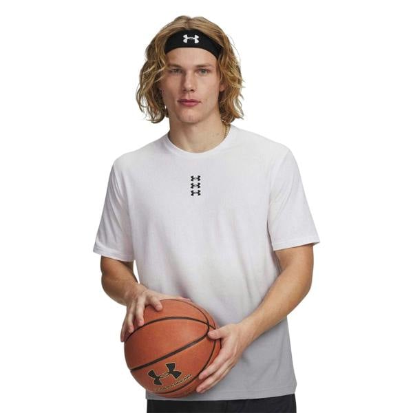 Under Armour Mens Stacked Logo Loose Fit T-Shirt - White - 