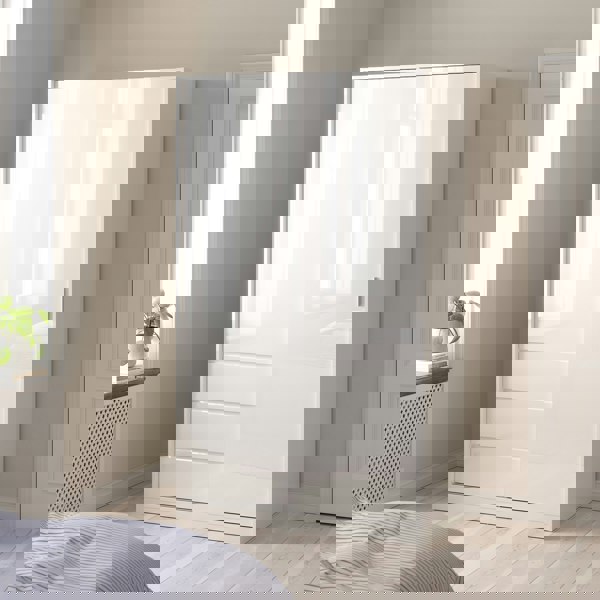 Furniture To Go Naia Wardrobe with 1 Sliding door + 1 door + 3 drawers in White High Gloss