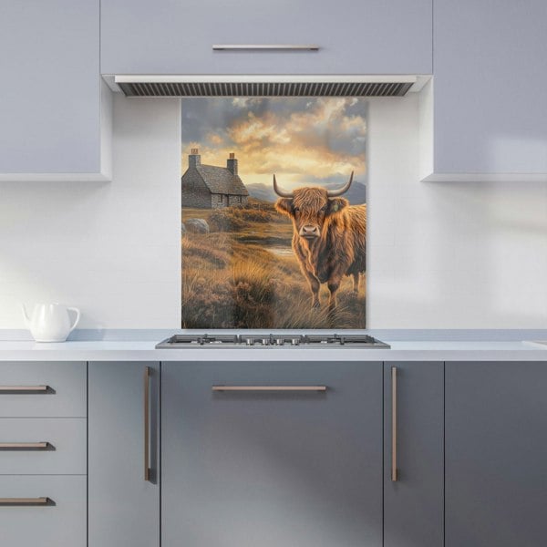 Warren Reed - Designer Highland Cow And A Cottage Kitchen Splashback