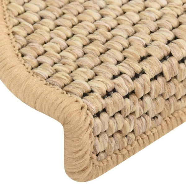 Berkfield Stair Mats Self-adhesive Sisal-Look 15 pcs 65x21x4 cm Light Beige